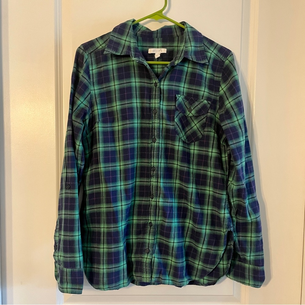 Size L blue and green flannel